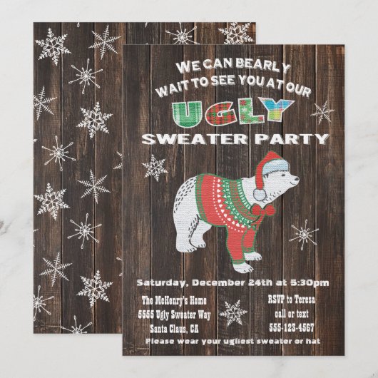 Beer Oegly Sweater Party Kaart (Voorkant / Achterkant)