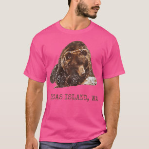 Beer op het eiland Orcas Brown Grizzly in sneeuw w T-shirt