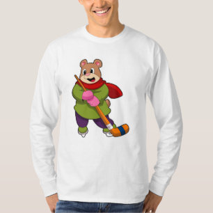 Beer op ijshockey met ijshockeystick t-shirt