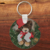 Beer op krans kerstvakantie Sleutelhanger (Voorkant)