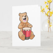 Beer op muziek met drum kaart (Gele Bloem)