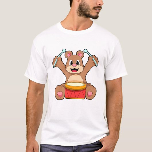 Beer op muziek met drum t-shirt (Voorkant)