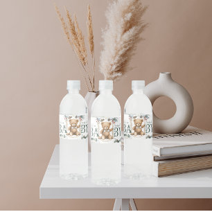 Beer Op Weg Bloem Winter Teddybeer Waterfles Etiket