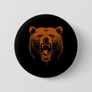 Beer Oranje Boos Grizzly Beer Wandel Camping Kamp Ronde Button 5,7 Cm