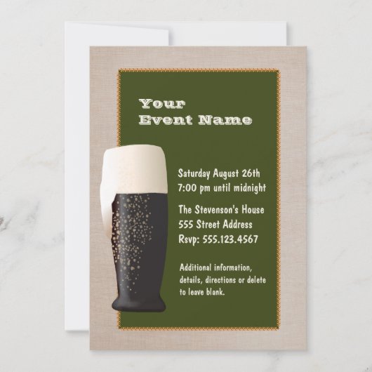 Beer over de ontwerpuitnodiging kaart (Voorkant)