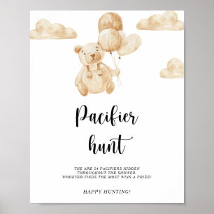 Beer pacifier jachtgame baby shower poster