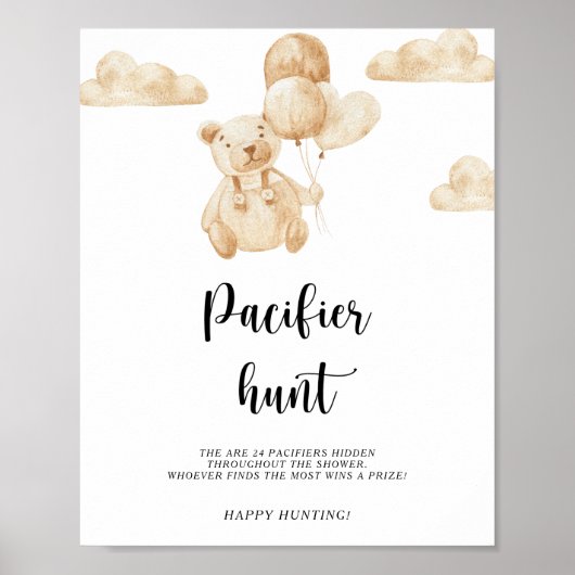 Beer pacifier jachtgame baby shower poster (Voorkant)