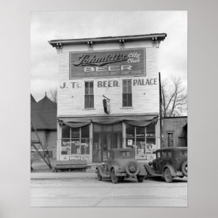 Beer Palace Tavern, 1940. Oude foto Poster