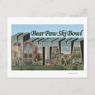 Beer Paw Ski Bowl, Montana - Grote lettertjes Briefkaart