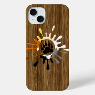 Beer Paw Splash Beer Pride Colors op houtafdruk iPhone 15 Mini Hoesje