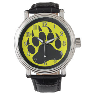 Beer Paw Yellow en Black Horloge