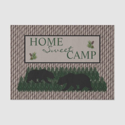 Beer Pine Forest Home Sweet Camp\ Tissuepapier (Voorkant)