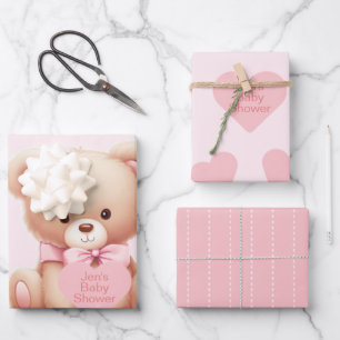 Beer Pink Hearts Baby shower Inpakpapier Vel