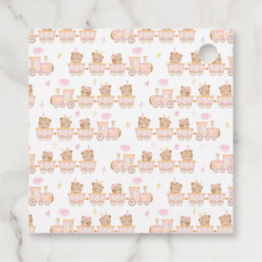 Beer Pink Train Baby shower Dank u Bedankjes Labels (Achterkant)