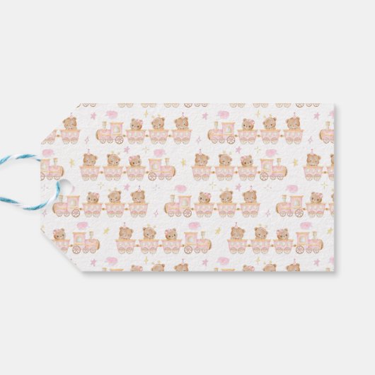 Beer Pink Train Baby shower Dank u Cadeaulabel (Achterkant Horizontaal)