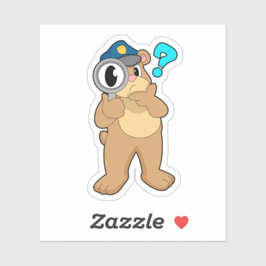 Beer Politieagent Vergrootglas Sticker (Vel)