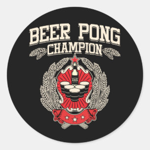 Beer Pong Champion Ronde Sticker