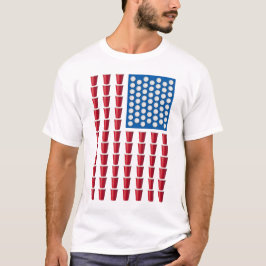 Beer Pong Drink Game American Flag T-shirt
