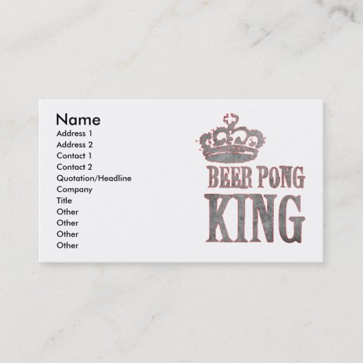Beer Pong King Visitekaartje (Voorkant)