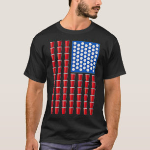 Beer Pong Red Solo Cup Amerikaanse vlag Verenigde T-shirt
