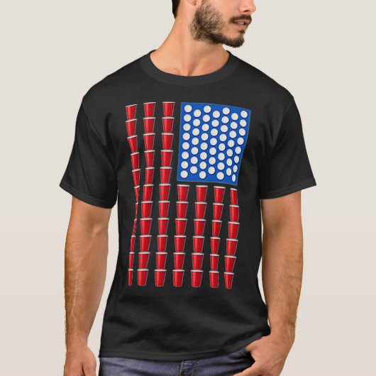 Beer Pong Red Solo Cup Amerikaanse vlag Verenigde  T-shirt (Voorkant)