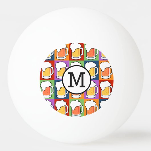 BEER Pop Art aangepaste monogram pingpongballen (Voorkant)