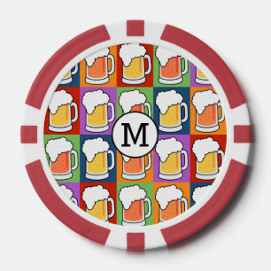 BEER Pop Art aangepaste monogram poker chips