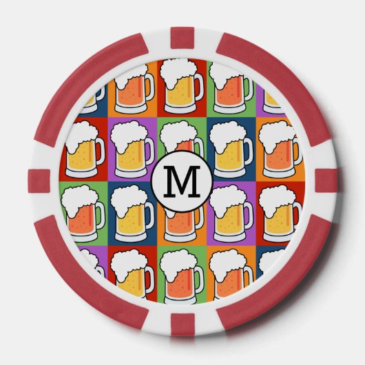 BEER Pop Art aangepaste monogram poker chips (Voorkant)