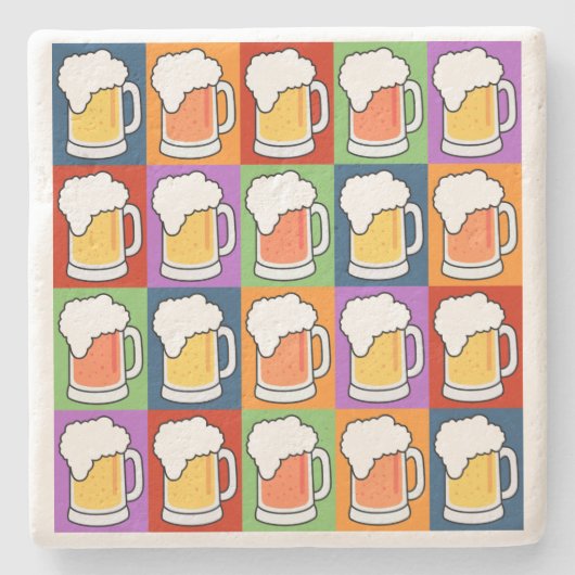 BEER Pop Art marmeren stenen onderzetters (Voorkant)