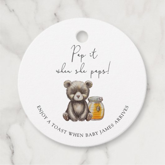 Beer Pop het als ze baby shower pop Bedankjes Labels (Voorkant)
