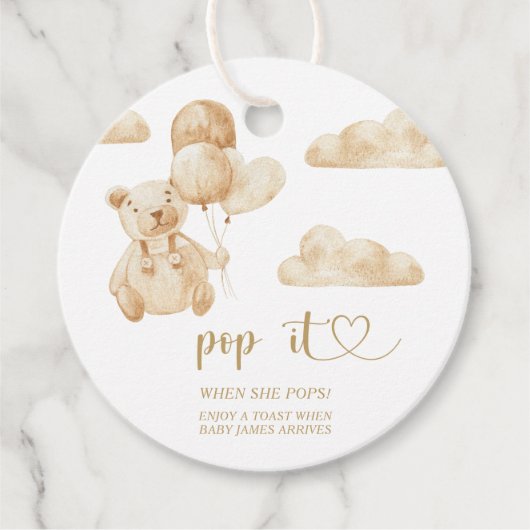 Beer Pop het als ze baby shower pop Bedankjes Labels (Voorkant)