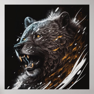 Beer Portret Dierenschilderij Avontuur Wildlife Poster