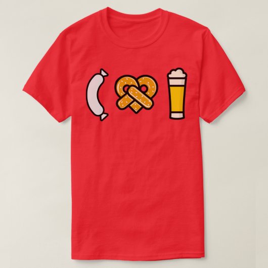 Beer pretzel Weisswurst Ik hou van Weizen Beieren T-shirt (Design voorkant)
