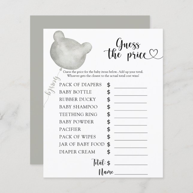 Beer raad de prijs! Game (Voorkant / Achterkant)