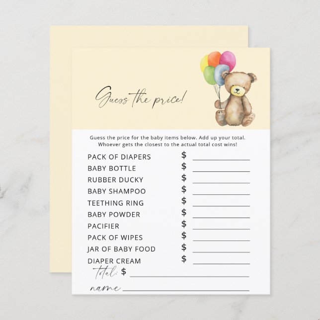 Beer - Raad eens de prijs van het spel (Voorkant / Achterkant)