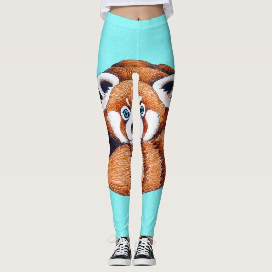 Beer Red Panda over turkooizen Leggings (Voorkant)