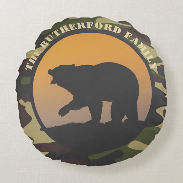 Beer Roar en Camo Round Pillow Rond Kussen (Voorkant)