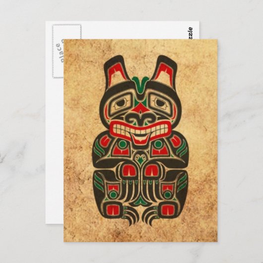  Beer rode en groene Haida Briefkaart (Voorkant / Achterkant)