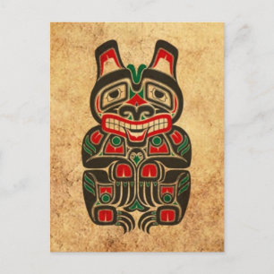 Beer rode en groene Haida Briefkaart