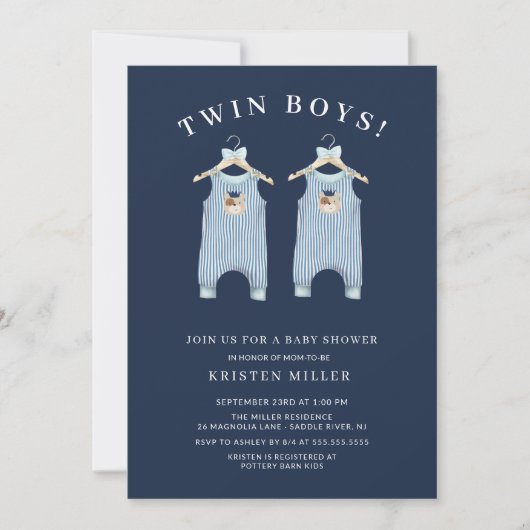 Beer Romper Baby shower met Twin Boys Kaart (Voorkant)