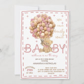 Beer Roze Baby Meisje Douche Kaart (Voorkant)