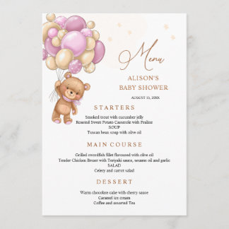 Beer Roze Ballonnen Baby Shower Menu