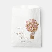 Beer, roze ballonnen, heteluchtballon, Baby shower Bedankzakje (Voorkant)