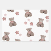 Beer Roze Cartoon Patroon Inpakpapier Vel (Voorkant)