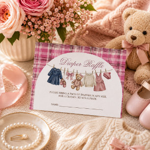 Beer Roze Wasknijper Baby Shower Luier Raffle Informatiekaartje
