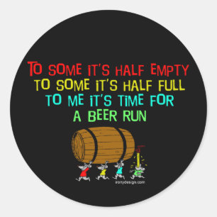 Beer Run Humor Ronde Sticker