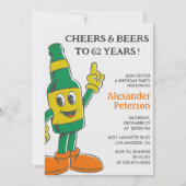 Beer Rustic Funny Men 62e invitation anniversaire (Devant)