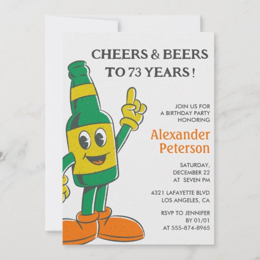 Beer Rustic Funny Men 73e anniversaire invitation (Devant)