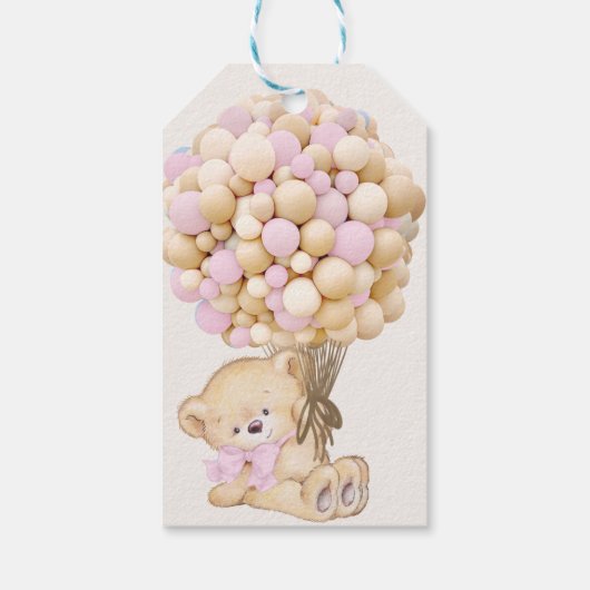 Beer rustiek roze dank u beary veel cadeaulabel (Achterkant)