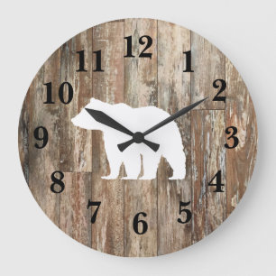 Beer Rustige houten Decor Large Large Clock Grote Klok